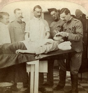 Soldat som falt ved fronten, Wynberg Hospital, Cape Town, Sør-Afrika, Boer War, 1899-1902 av Underwood and Underwood