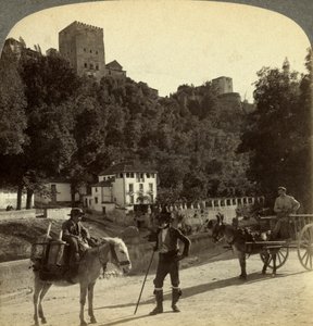Alhambra, Granada, Andalusia, Spania. av Underwood and Underwood