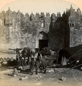 Damaskus-porten, den nordlige inngangen til Jerusalem, Palestina, 1899.