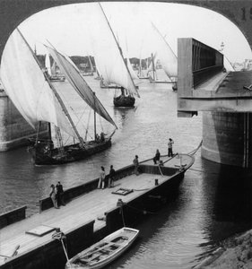 Den store Nilbroen, Kairo, Egypt, 1905. av Underwood and Underwood