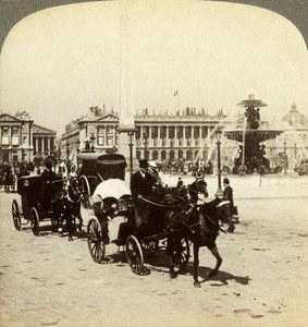 Obelisken og fontenen, Place de la Concorde, Paris, Frankrike, 1800-tallet. av Underwood and Underwood