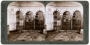 Den hellige klippen, der Temple Alter sto, Mount Moriah, Jerusalem, Palestina, 1900. av Underwood and Underwood