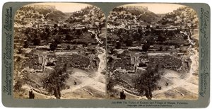 Kedron-dalen og landsbyen Siloam, utenfor muren til Jerusalem, Palestina, 1896. av Underwood and Underwood