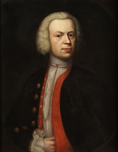 Halvlangt portrett av en herre med parykk av Unidentified painter label QS