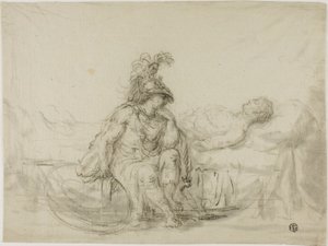 Achilles sørgende Patroklos av Unknown