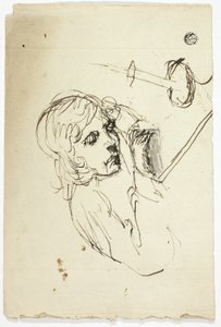 Boy Asleep by Candle av Unknown