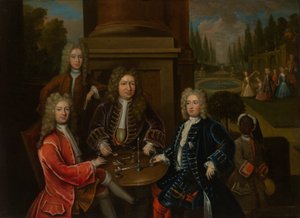 Elihu Yale satt til bords med den andre hertugen av Devonshire og Lord James Cavendish av Unknown