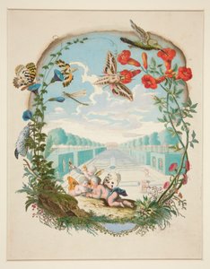 Eventyrscene med kolibrier og feer av Unknown