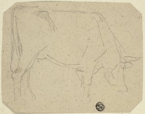 Beitende ku (vendt til høyre) (recto); Bakparten til en hest (verso) av Unknown