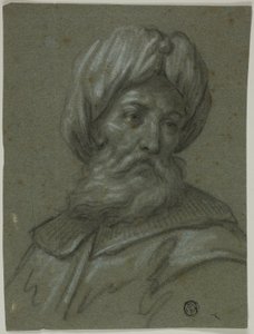 Hodet til en gammel mann med turban og skjegg av Unknown
