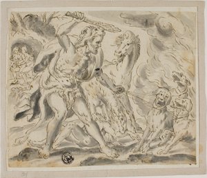Hercules, Cerberus og Mares of Diomedes av Unknown