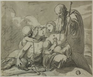 Hellig familie med Warrior Saint av Unknown