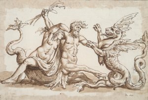 Nereid og Triton kjemper mot en Griffon av Unknown