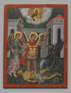 Saint Michael veier en sjel av Unknown