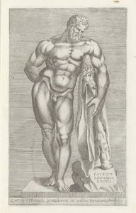 Skulptur av Hercules Hercules Farnese Statue av Hercules i det farnesiske palasset (tittel på objekt) Antikke skulpturer i Roma (serietittel) Ikoner av de gamle statuene av byen Roma som er sett på offentlige steder (serietittel) av Unknown