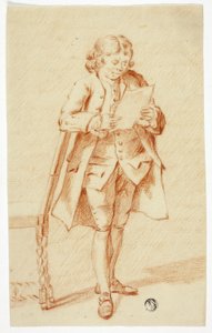 Stående mann som leser et brev av Unknown