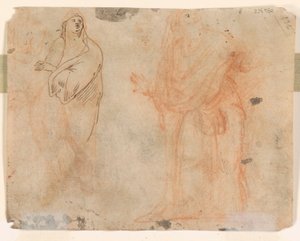 Studier av fallende figurer (recto); Studier av figurer i draperte klær (verso) av Unknown