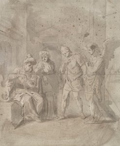 Tobit og engelen forlater sine foreldre av Unknown