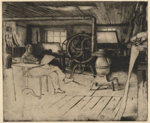 Uten tittel Interiør med trykkpresse av Unknown