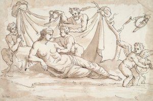 Venus og Amoretti og To Satyrer av Unknown