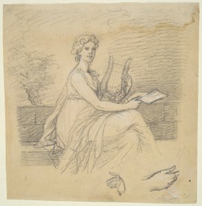Kvinne med Lyre av Unknown