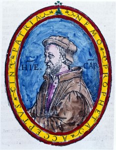 (Cardanus Hieronymus) Jerome Cardan på italiensk Gerolamo Cardano, italiensk lege, matematiker, filosof og astrolog (Pavia av Unknown artist