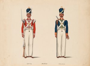 10. Madras Native Infantry og Madras Artillery av Unknown artist