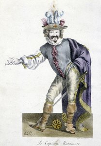 1500-talls teaterpersonell: Capitan Matamore, Arts Deco. av Unknown artist