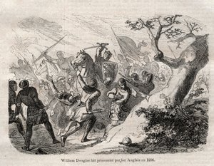 ARREST OF Sir William Douglas “” the Hardi”” (the Bold), Lord of Douglas (1243 - 1298) en 1296 - engraving in “” Dictionnaire populaire illustrious” - 1864 - by Joseph Decembre and Edmond Allonier - av Unknown artist