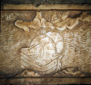 Et genuesisk skip. Detalj av marmorrelieff av Unknown artist