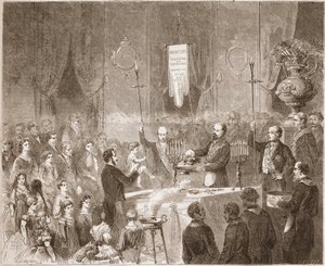 En Maconnic Bapteme på hytta til Fraternelle Amitive i 1861. av Unknown artist