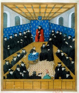 En domstol på 1400-tallet. Miniatyr. Paris, B N av Unknown artist