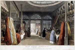 En stoffbutikk i London (England) - Litografi rundt 1800 av Unknown artist