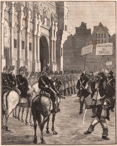 En gruppe sosialister som demonstrerte mot reformene til Louis Napoleon Bonaparte, 1849 på Champ de Mars, Paris av Unknown