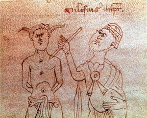 En pasient som konsulterer en miniatyrlege fra manuskriptet "" De surgia""" Venezia Biblioteca Marciana fra 1200-tallet av Unknown artist
