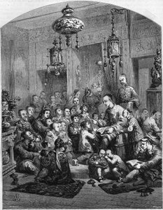 En skole i Kina i 1858. av Unknown artist