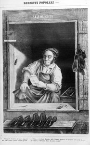 En skomaker på 1800-tallet: Hvis vi legger skatter på hæler for høye, hvor mange høye menn ville blitt små... av Unknown artist