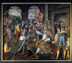 Abjuration av Henry IV (1553 - 1610) i 1572 - anonymt maleri fra 1500-tallet, katedralen i Tournai av Unknown artist