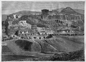 Acropolis of Athenes 1881- Acropolis of Athene in 1881 - engraving - av Unknown artist