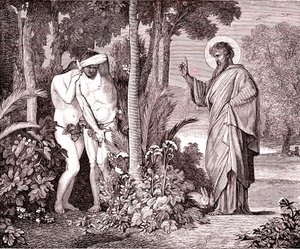 Adam og Eva, Fac-simil fra boken av Louis Veuillot "Jesus Christ" trykte Paris av Unknown artist
