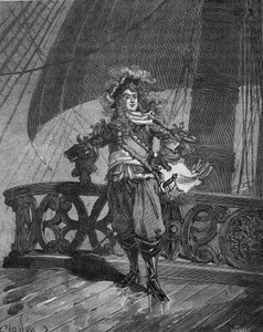 Admiral Tourville (Anne Hilarion av Costentin (Cotentin), greve av Tourville (1642-1701). på skipet "Soleil Royal". Gravering fra 1800-tallet. I "Histoire de France" av Jules Michelet av Unknown artist