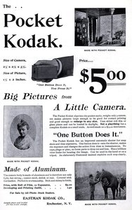 Reklame for Kodak-lommekameraet. (Pocket Kodak) 1895. Privat Coll. av Unknown artist