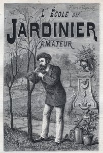 Reklame for boken: ""Amatørgartnerskolen"" av F de la Brugere av Unknown artist