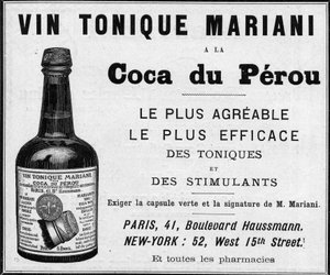 Advertising of 1889 for the “” Wine tonic Mariani a la coca du perou”” (Cocaine) av Unknown artist