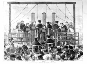Etter angrepet på Alexander II blir de arresterte nihilistene hengt. av Unknown artist