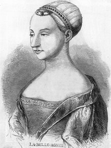 Agnes Sorel (1422-1450) (Lady of Beaute sur Marne) (Beaute-sur-Marne), known as “La Belle Agnes”, favorite by Charles VII. Engraving of the 19th century. av Unknown artist