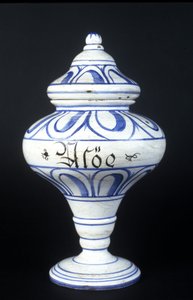 Albarelle: apotekvase fra 1500-tallet som inneholder aloe. Museum for vitenskap og teknologi, Milano. av Unknown artist