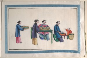 Album som inneholder tolv malerier av mennesker som lager silke av Unknown Artist