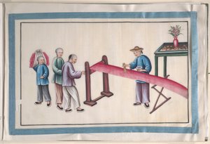 Album som inneholder tolv malerier av mennesker som lager silke av Unknown Artist