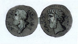 Alcée (v. 630 - v. 580 f.Kr.). gresk poet. Gravering tidlig på 1800-tallet. av Unknown artist